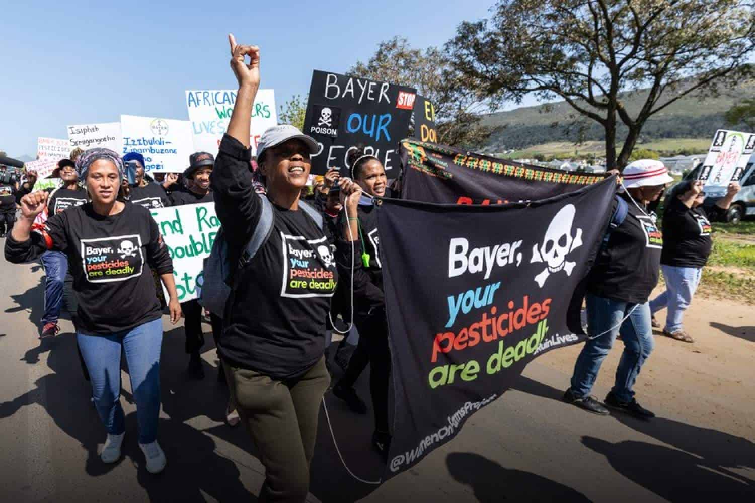 farmer protests pesticide