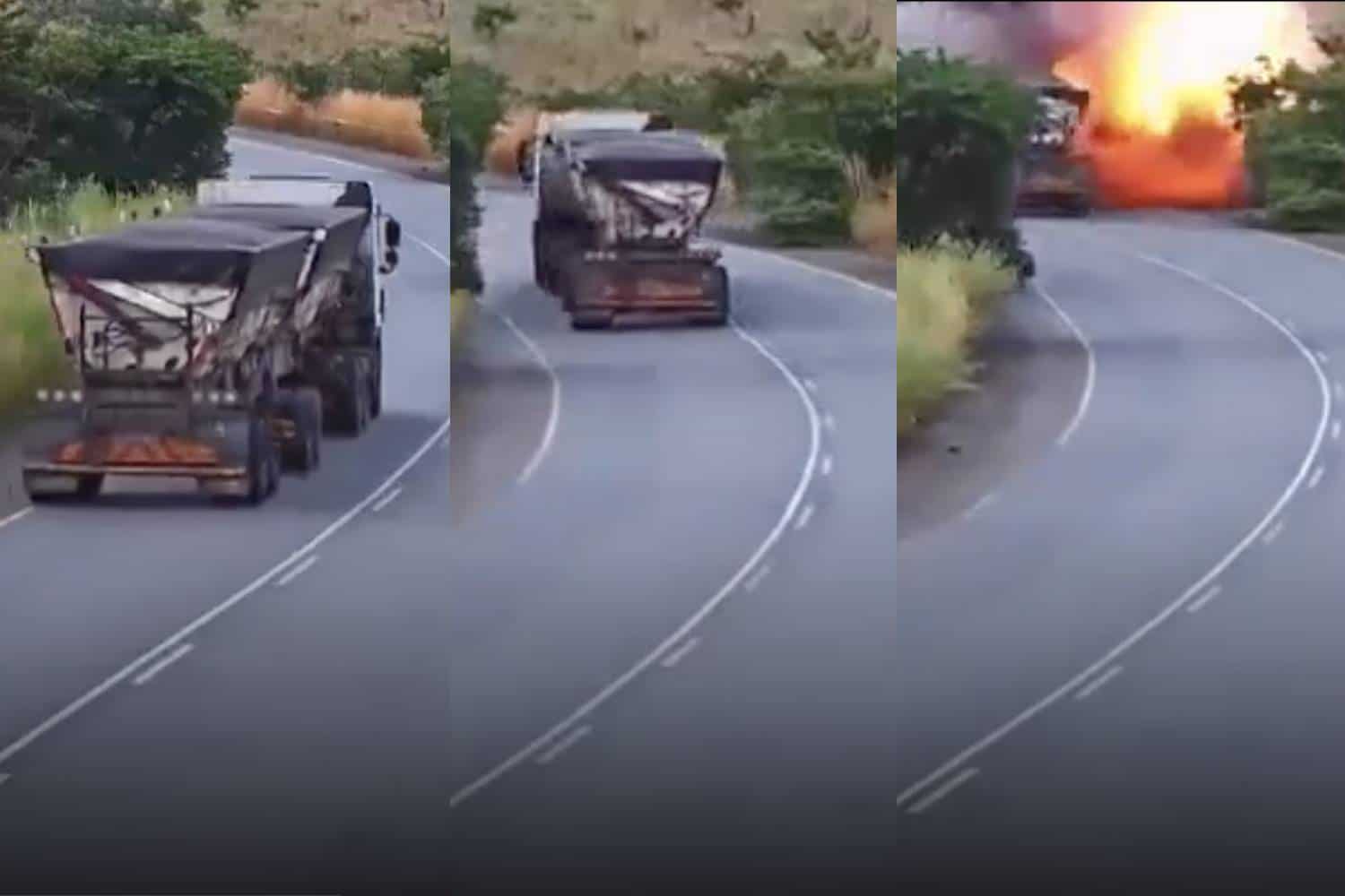 r34 truck collision cctv