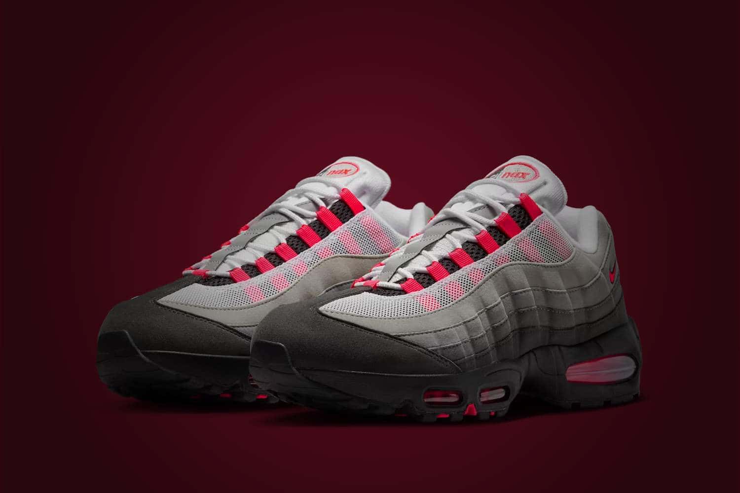 nike sneakers air max 95 medium ash and solar red